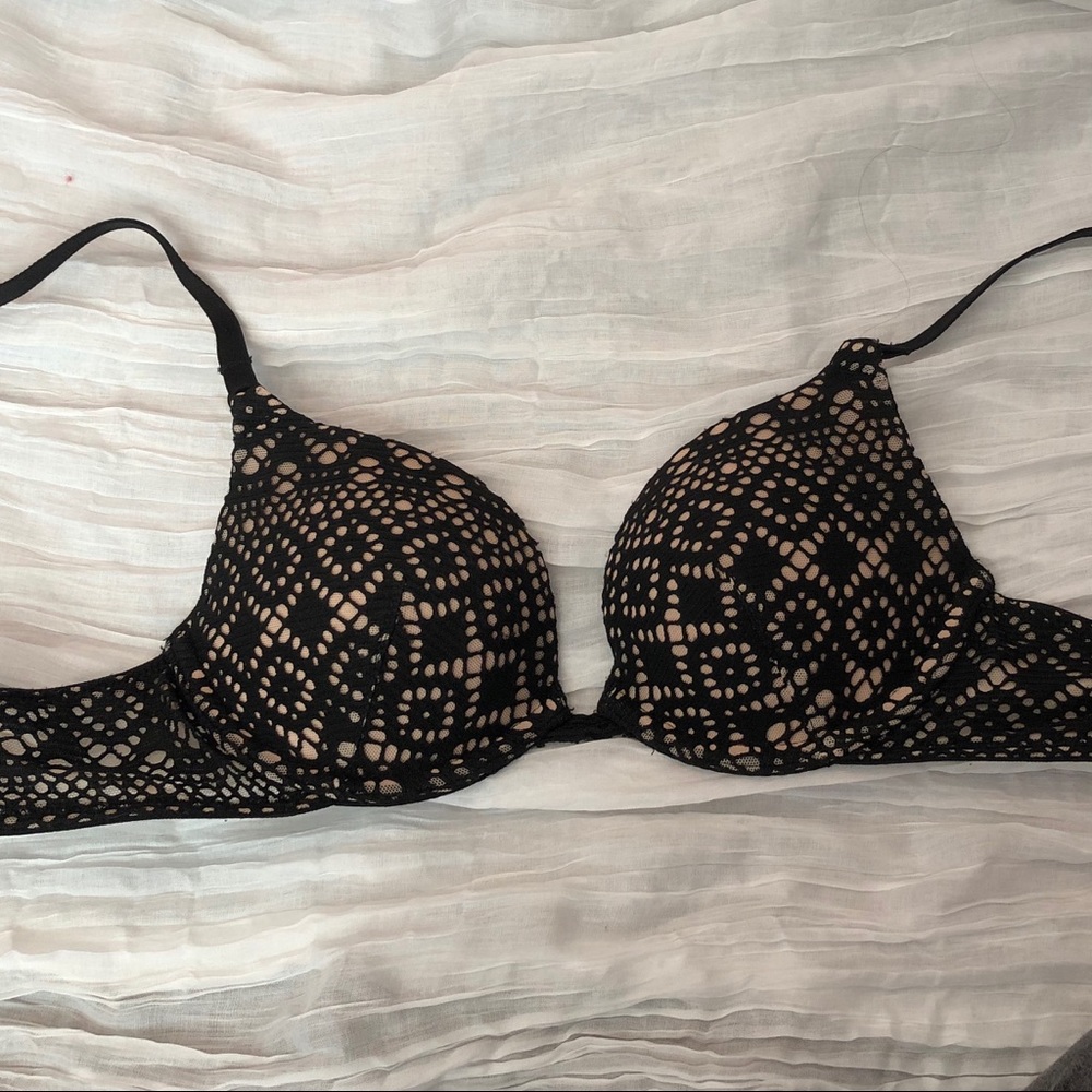 Victoria’s Secret nude bra with black lace